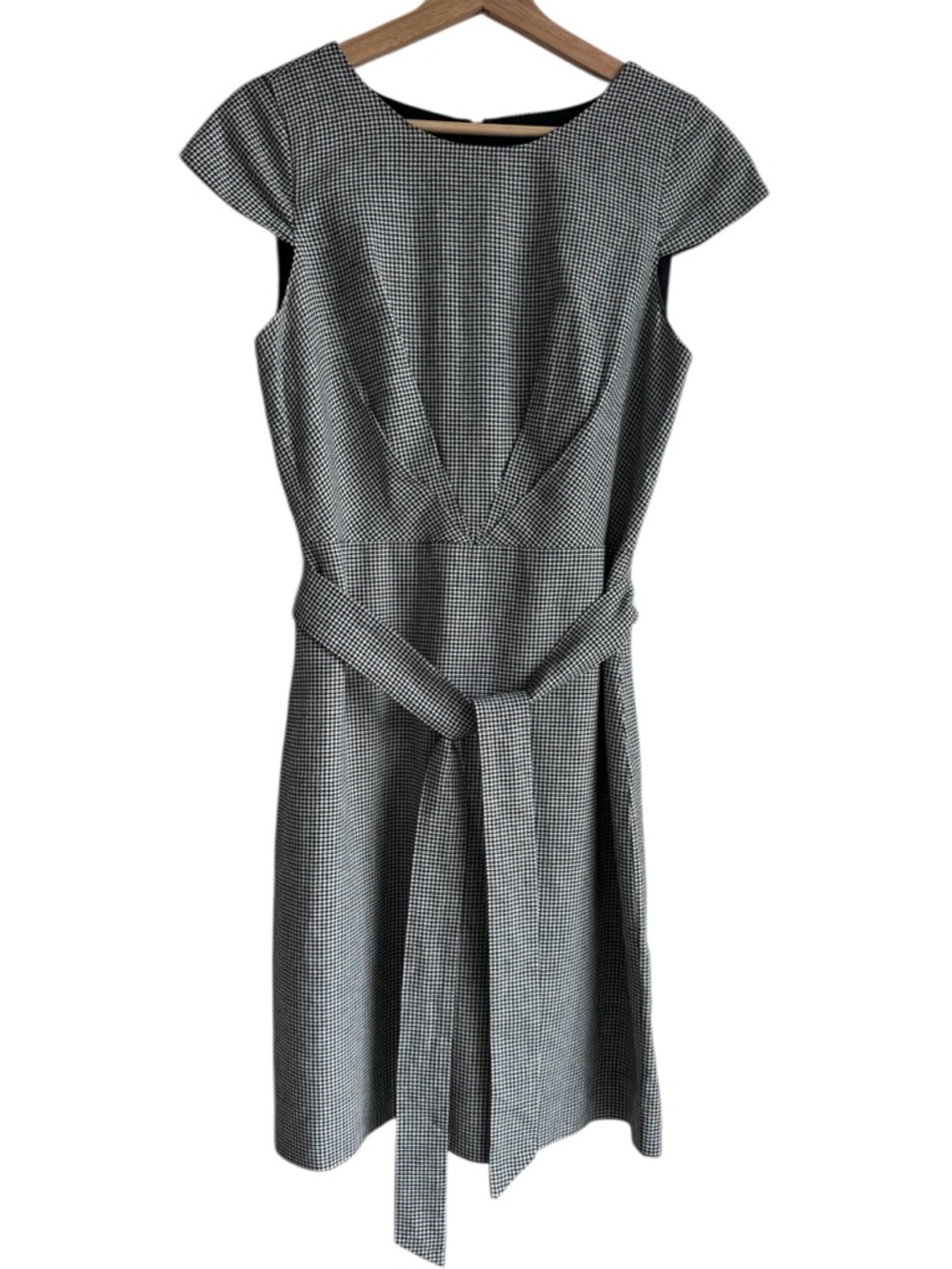J.Crew Size 6 Houndstooth Linen Blend Sheath Dress Belted Classic Chic - Picture 3 of 16